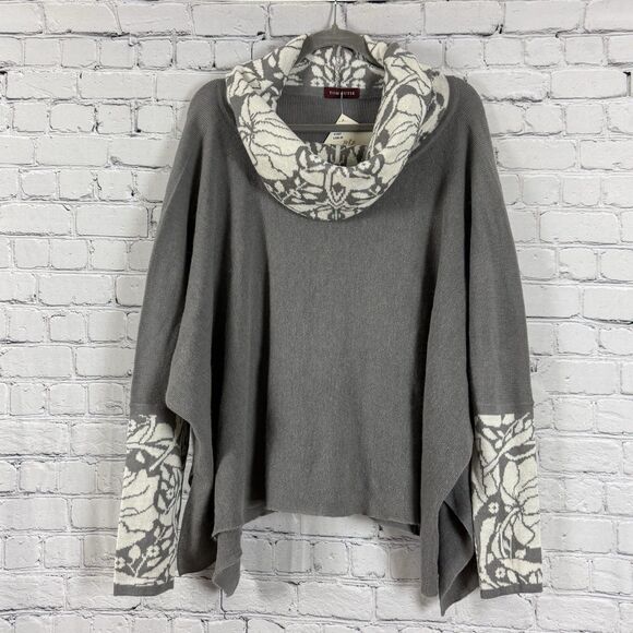 NEW Tom Gutie Baby Alpaca Poncho Yovana Flores Turtleneck Sweater Gray Women S - Picture 1 of 14
